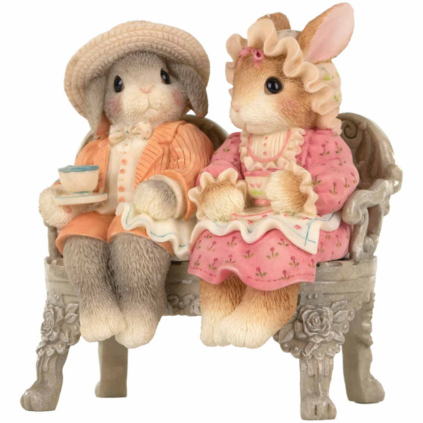 My Blushing Bunnies 'Tea For Two' Bench Figurine 351105L - Vintage 1998 Release