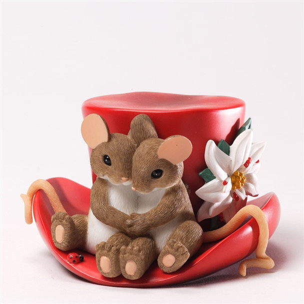 Mouse Couple on Christmas Top Hat - Charming Tails Figurine, 4034346