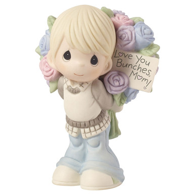 Precious Moments Boy with Rose Bouquet for Mom Figurine, 183005