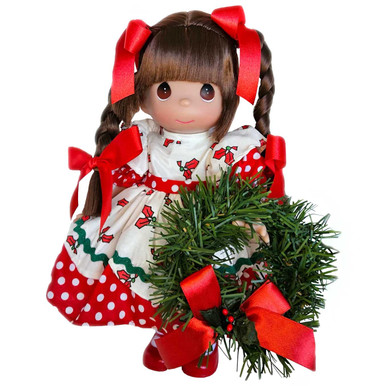 Precious Moments 12in Christmas Doll Oh My Holly Brunette