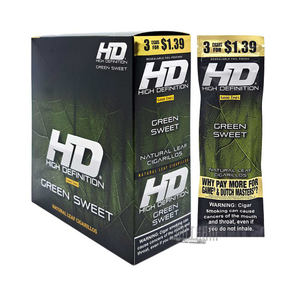 Good Times Cigarillos #HD Green Sweet Box with single pouch