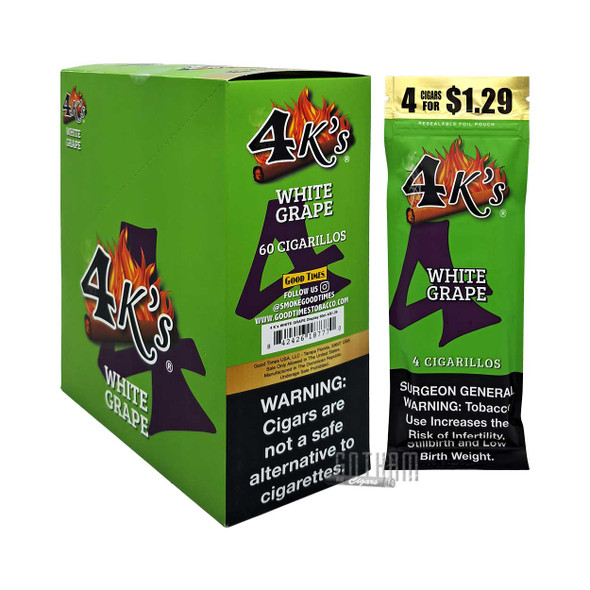 Good Times 4Ks Cigarillos White Grape Box with single pouch