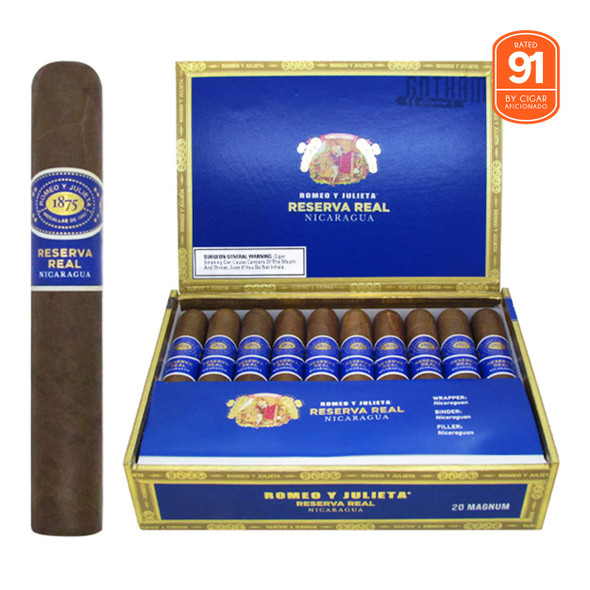 Romeo Y Julieta Reserva Real Nicaragua Magnum open box and stick