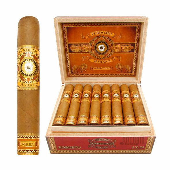 Perdomo Habano Bourbon Barrel-Aged Connecticut Robusto box and stick