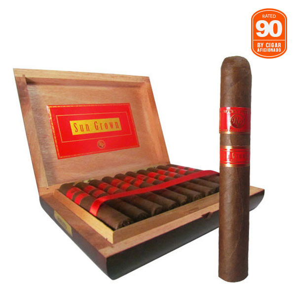 Rocky Patel Sun Grown Robusto rated 90 by Cigar Aficionado Box and Stick