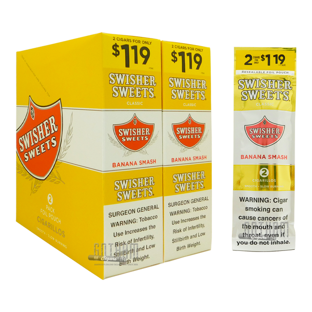 Swisher Sweets Cigarillo Banana Smash Box and Foilpack