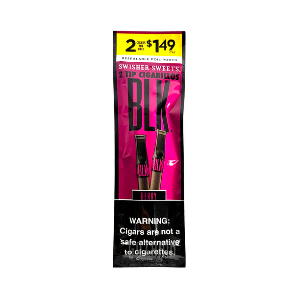Swisher Sweets BLK Tip Cigarillos Berry Foilpack Back Front