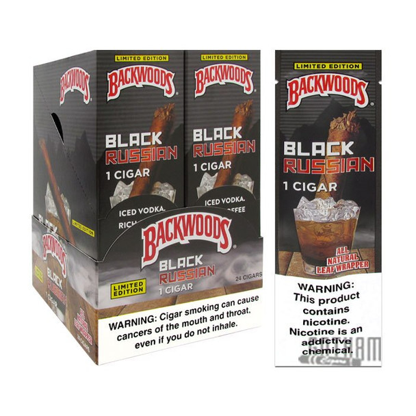 Backwoods Black Russian Singles Box and Foil Pack