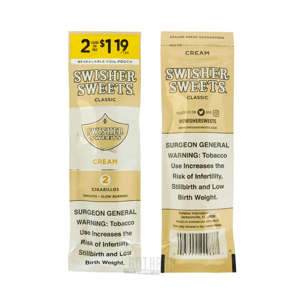 Swisher Sweets Cigarillos Cream foilpack front and back