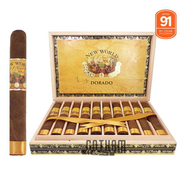 AJ Fernandez New World Dorado Toro open box and stick
