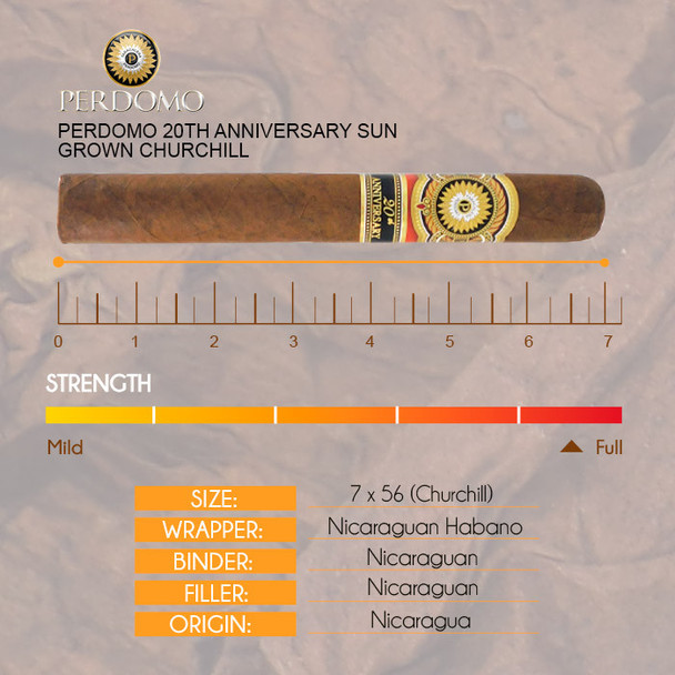 Perdomo 20th Anniversary Sun Grown Churchill info