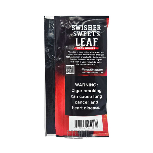 Swisher Sweets Leaf Neon Nights single pouch back
