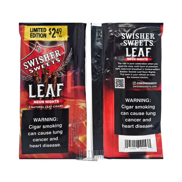 Swisher Sweets Leaf Neon Nights pouch front and back