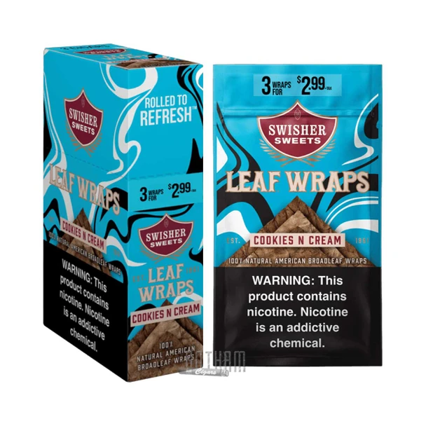Swisher Sweets Leaf Wrap Cookies N Cream Box with single pouch