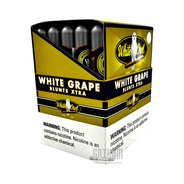 White Owl Blunts Xtra White Grape side view close box