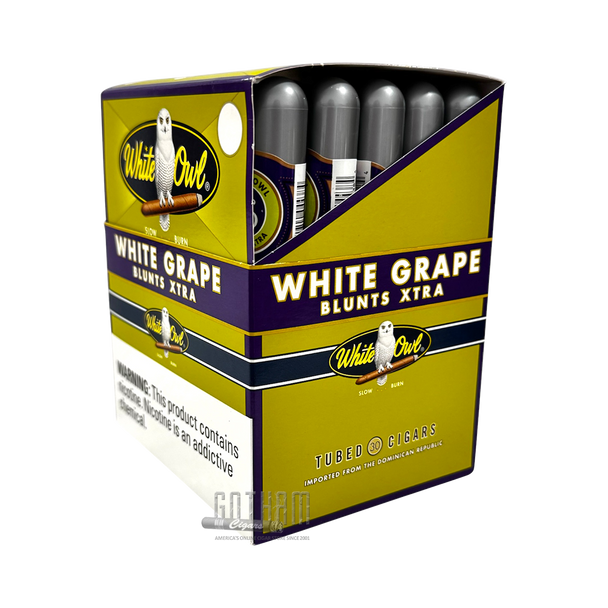White Owl Blunts Xtra White Grape side view close box
