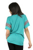 Turquoise Tee Shirt with Cheetah Print on Sleeves