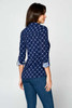Navy Button Down Rolled Sleeve Top