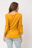 Mustard Knit Bell Sleeve with Crochet Lace Trim Top