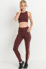 Burgundy Mesh Star High Waist Full Legging by Mono B