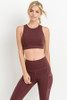 Burgundy Round Neck Mesh Star Sport Bra by Mono B