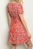 Red Floral Print V-Neck Dress