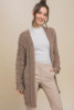 Cable Knit Open Front Cardigan In Truffle