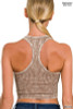 Mineral Wash Cropped Racerback Tank in Deep Camel