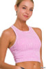 Mineral Wash Cropped Racerback Tank in Mauve