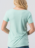 Mint Striped Lace Pearl Pocket Short Sleeve Top