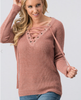 Lace Up Sweater in Mauve