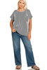 Zenana Plus Ribbed Stripe Black/White SS Top