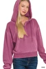 Zenana Fleece Half Zip Wine Hoodie