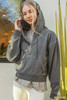 Zenana Ash Black Fleece Hoodie 