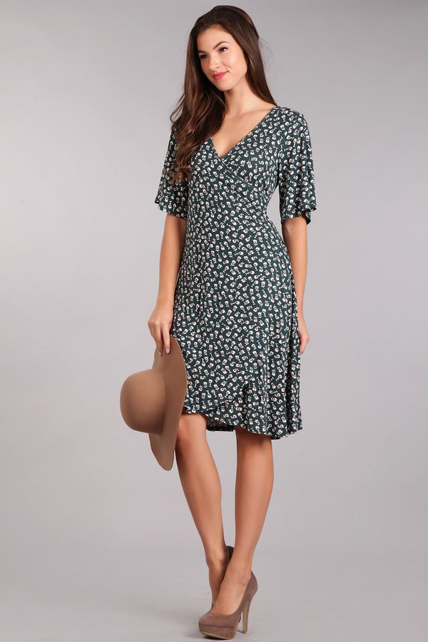 green floral midi dress