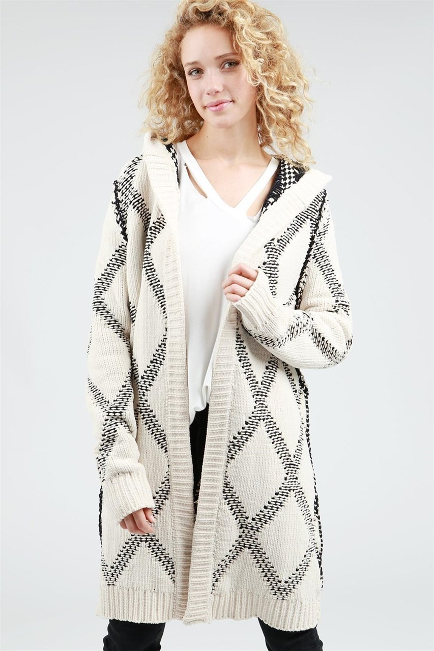 beige hooded cardigan