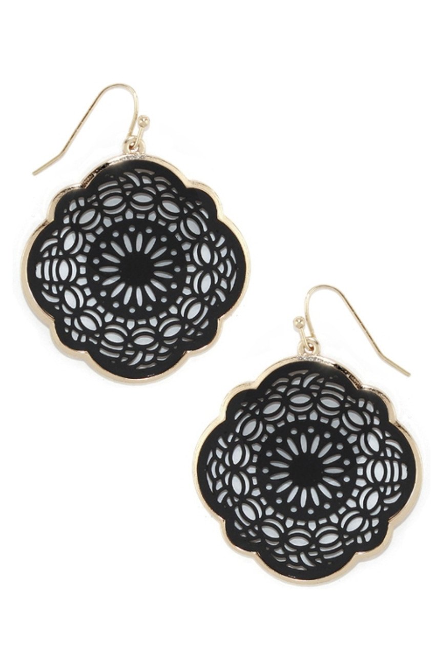 Black filigree earrings Clearance