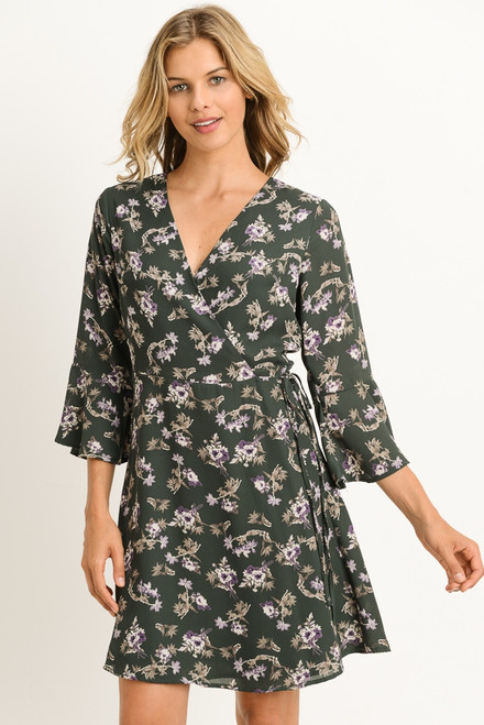 olive green floral dress