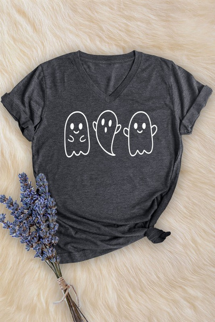 Charcoal Ghost V-Neck Tee