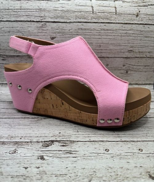 Corkys Pink Canvas Carley Wedge