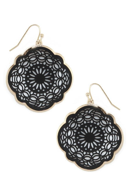 Black Filigree Dangle Earrings