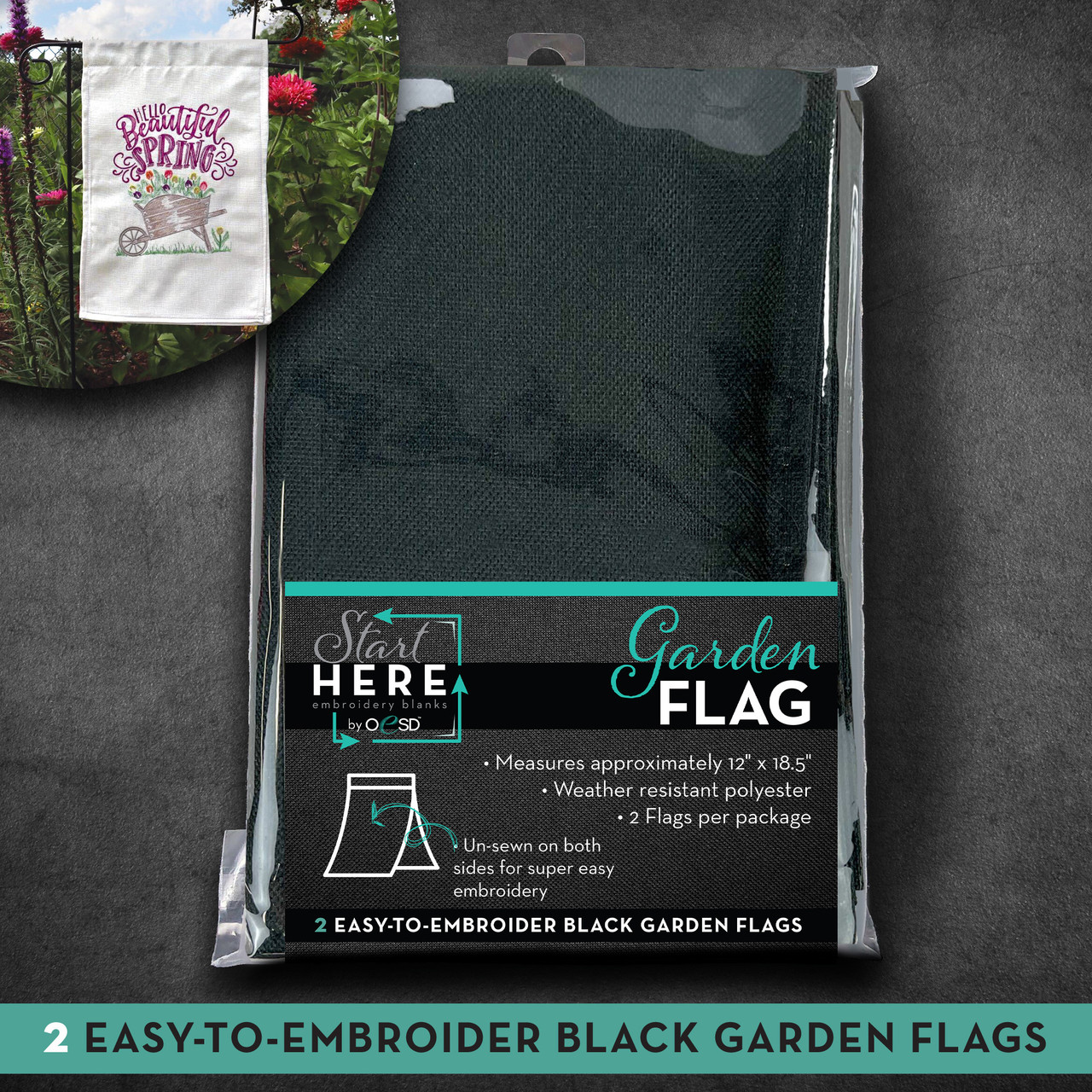OESD Garden Flag Black 2pk
