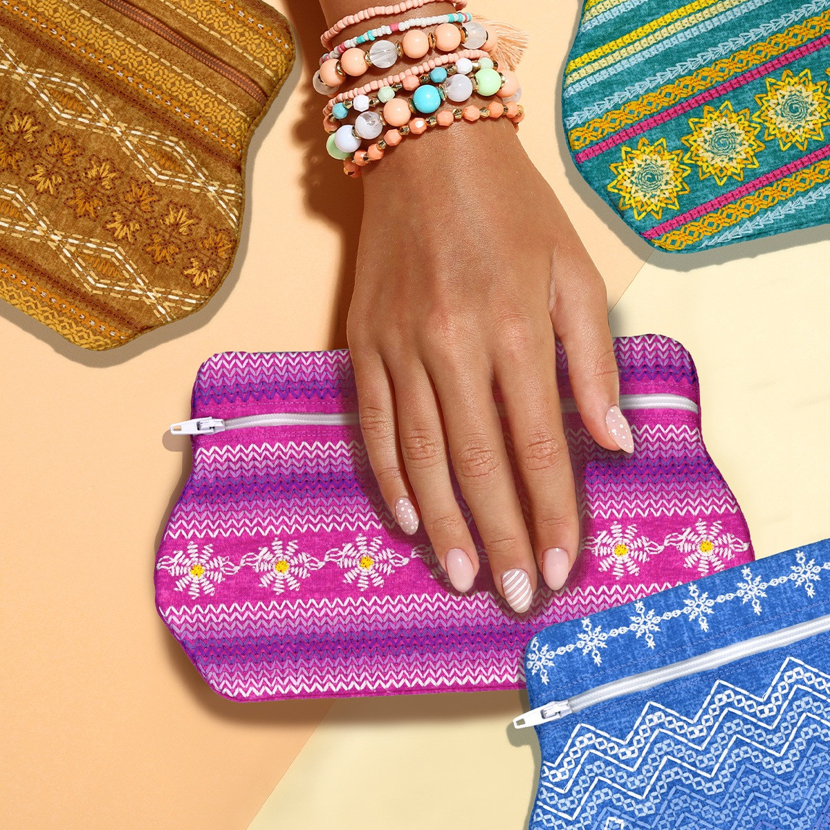 Four Seasons Tapestry Zipper Bags