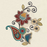 Jumbo Floral Swirls Applique w/ Tufted Satins