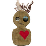 Large Burlap Pincushion Doll Head & Body with Applique