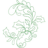 Christmas Holly Linework 1