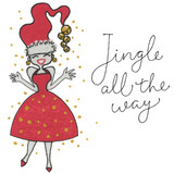 Retro Christmas Lady Applique 2