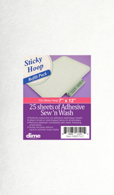 Sticky Hoop Pre-Cut Stabilizer - Adhesive Sew N Wash - 7" x 12"