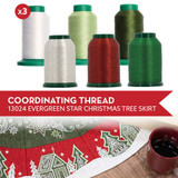 Evergreen Star Christmas Tree Skirt - Red and Green Coordinating Thread