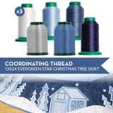 Evergreen Star Christmas Tree Skirt - Blue and Silver Coordinating Thread